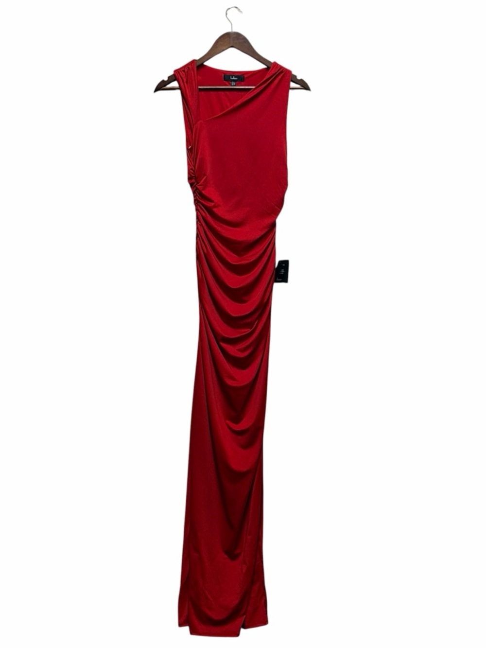 Lulu's Red One-Shoulder Ruched Maxi Dress - Picture 4 of 11